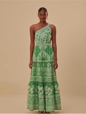 farm rio one shoulder fringe dress Farm Rio Dresses | Nwt $235 Farm Rio Flowers Garden One-Shoulder Smocked Minidress In Size Small! | Color: Pink/Yellow